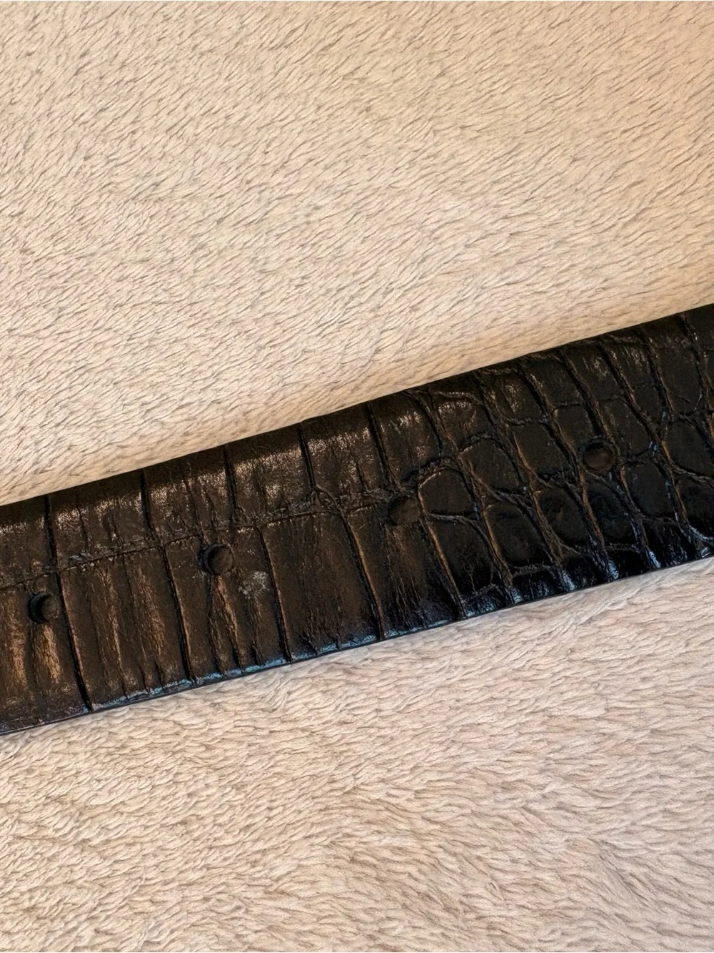 Reversible Black to Brown Croc-Embossed Leather Belt with Silver Buckle Sz 44